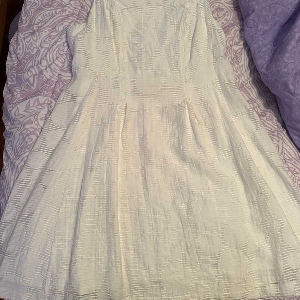 Nine West White A-Line Midi Dress Mock Neck Sleeveless